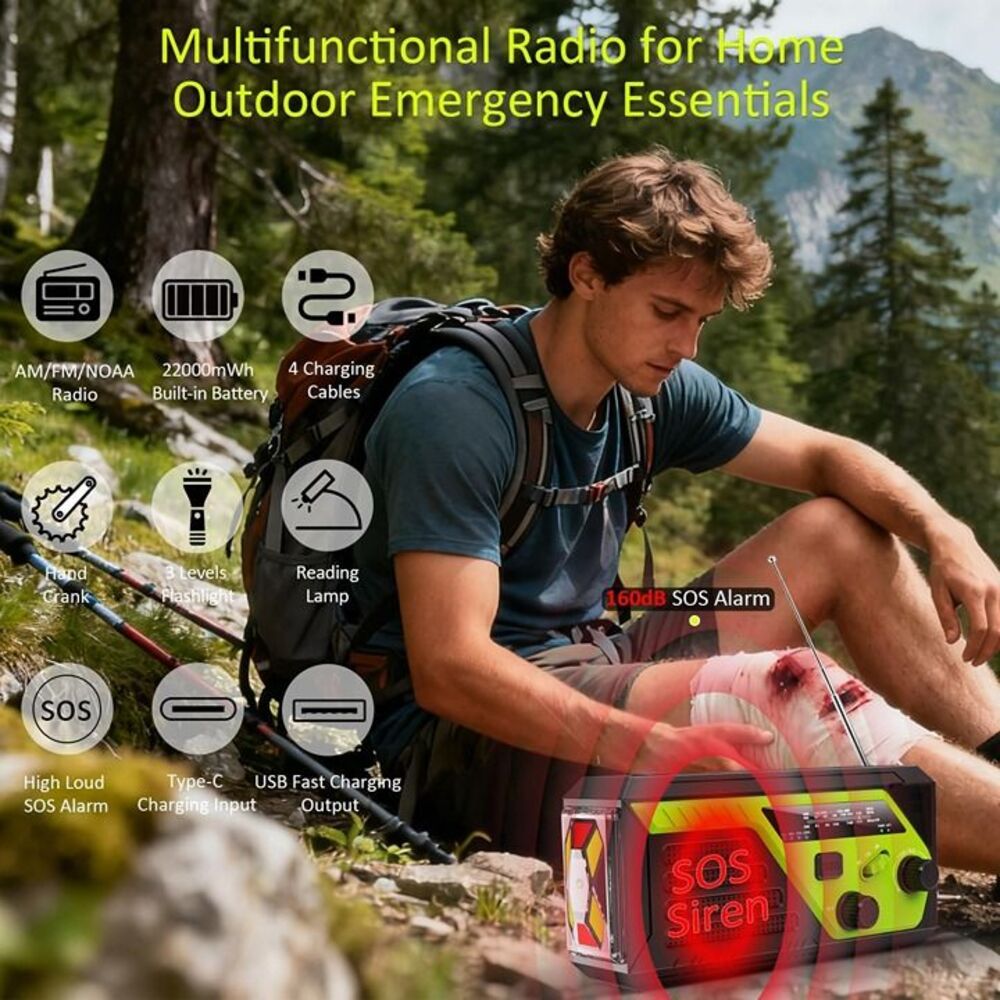 Weather Radio 22000mWh AM FM NOAA Emergency Radio - Picture 2 of 9